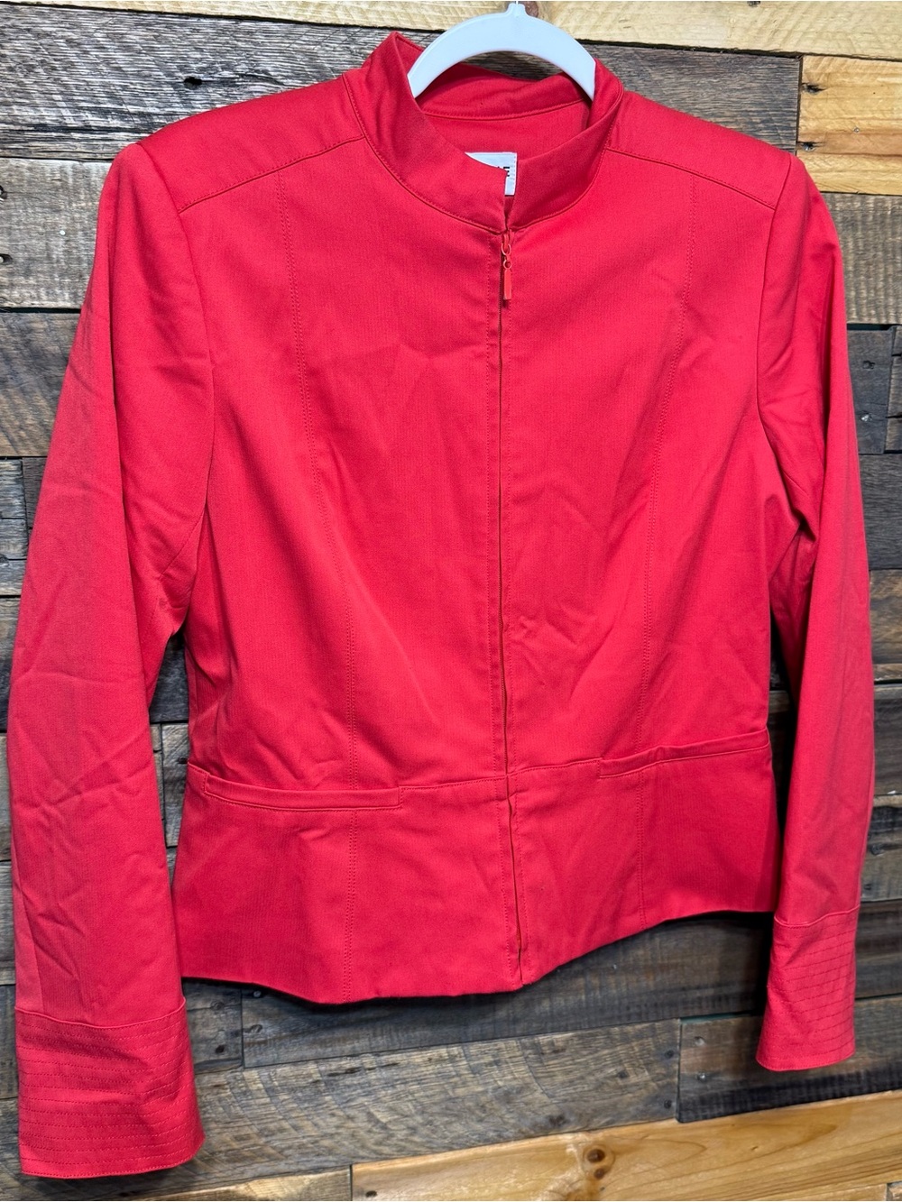 J’Envie Solid Red Zip Up Blazer Jacket Career